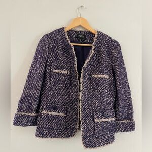 Talbots Purple & Cream Tweed Blazer